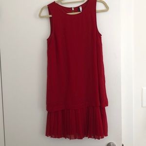 Red dress with pleated bottom
